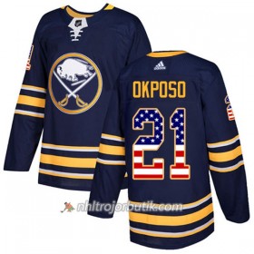 Män Ishockey Buffalo Sabres Tröja Kyle Okposo 21 Adidas 2017-2018 Marinblå USA Flag Fashion Authentic